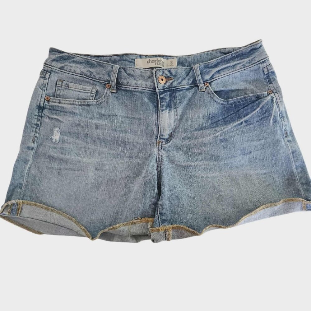 Charlotte Russe Denim Shorts Cut Off Blue Jean Roll Up Low-Rise Womens 12